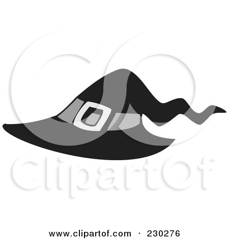 Royalty-Free (RF) Clipart Illustration of a Grayscale Witch Hat by visekart