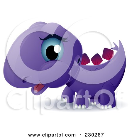 Royalty-Free (RF) Clipart Illustration of a Cute Purple Baby Stegosaurus by BNP Design Studio