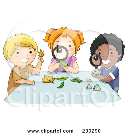 Royalty-Free (RF) Clipart Illustration of Diverse School Kids Inspecting Leaves by BNP Design Studio