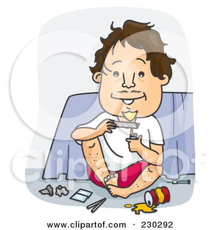 Royalty-Free (RF) Clipart Illustration of a Man Doing Drugs On Gray by BNP Design Studio