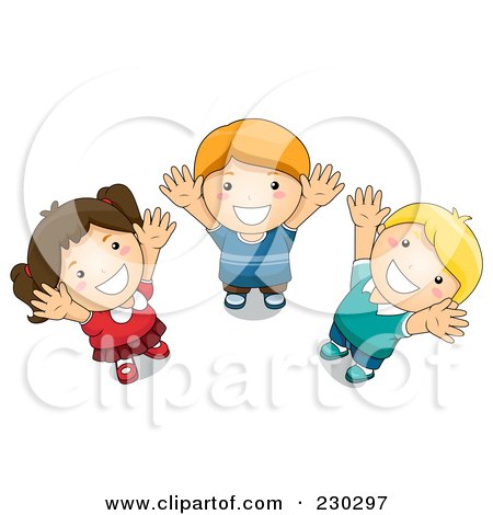 Royalty-Free (RF) Clipart Illustration of School Kids Looking Up by BNP Design Studio