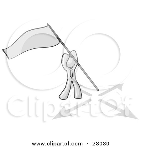 Clipart Illustration of a White Man Claiming Territory or Capturing the Flag by Leo Blanchette