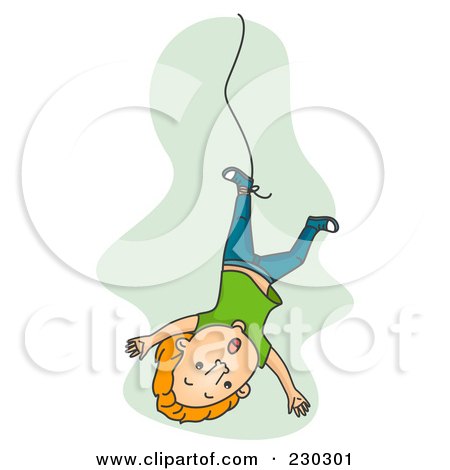 Royalty-Free (RF) Clipart Illustration of a Man Falling With A String Tied To His Foot On Green by BNP Design Studio