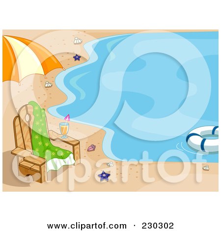 Royalty-Free (RF) Clipart Illustration of a Background Of A Chair On A Beach by BNP Design Studio