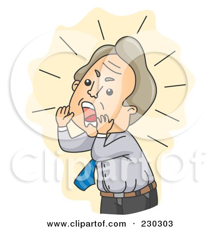 Royalty-Free (RF) Clipart Illustration of a Screaming Businessman Over Beige by BNP Design Studio