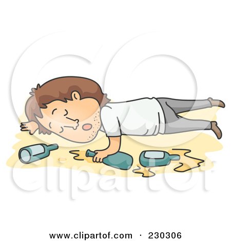 Royalty-Free (RF) Clipart Illustration of a Drunk Mann Passed Out On Yellow by BNP Design Studio