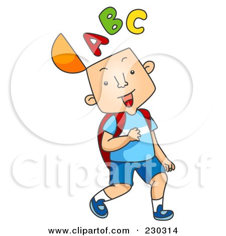 Royalty-Free (RF) Clipart Illustration of a School Boy With An Abc Brain by BNP Design Studio
