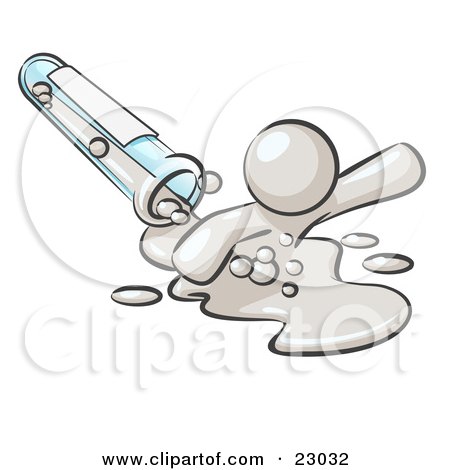 Clipart Illustration of a White Man Emerging From Spilled Chemicals Pouring Out Of A Glass Test Tube In A Laboratory by Leo Blanchette
