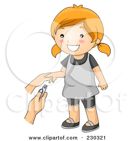 Royalty-Free (RF) Clipart Illustration of a Happy Girl Getting Her Nails Trimmed by BNP Design Studio