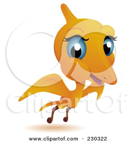 Royalty-Free (RF) Clipart Illustration of a Cute Baby Pterodactyl Flying by BNP Design Studio