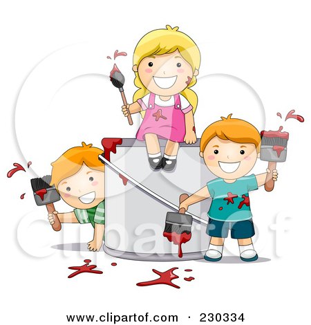 Royalty-Free (RF) Clipart Illustration of Children Painting by BNP Design Studio