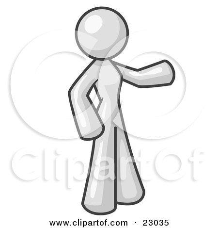Clipart Illustration of a White Woman With One Arm Out by Leo Blanchette