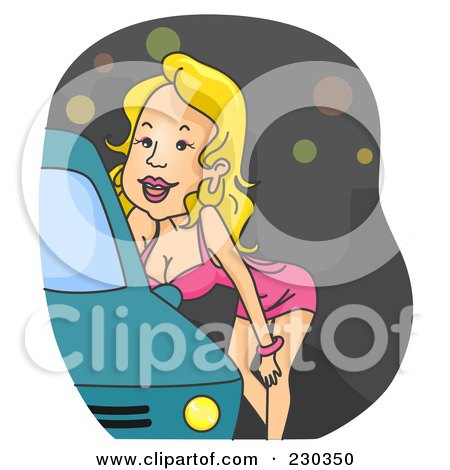 Royalty-Free (RF) Clipart Illustration of a Hooker Standing By A Car Over Gray by BNP Design Studio