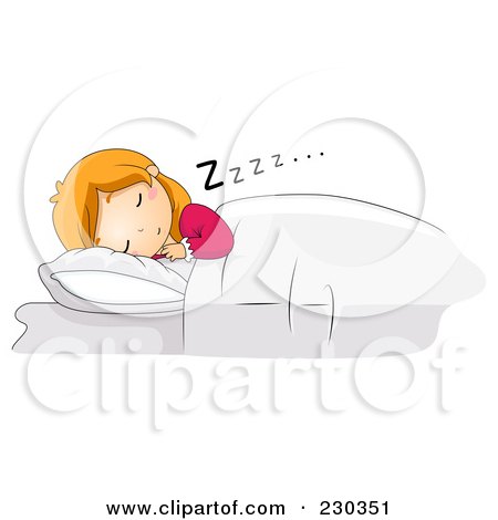 Royalty-Free (RF) Clipart Illustration of a Girl Sleeping Restfully In Bed by BNP Design Studio