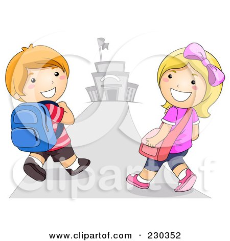 Royalty-Free (RF) Clipart Illustration of School Kids Walking by BNP Design Studio