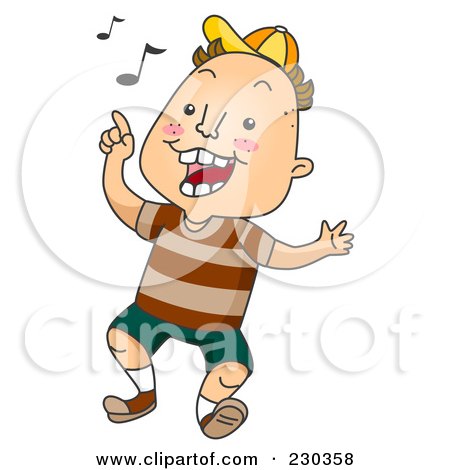 Royalty-Free (RF) Clipart Illustration of a Happy Boy Singing And Walking by BNP Design Studio