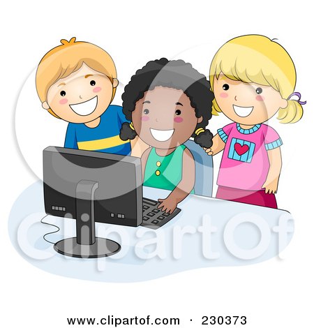 Royalty-Free (RF) Clipart Illustration of Diverse School Kids Using A Computer by BNP Design Studio