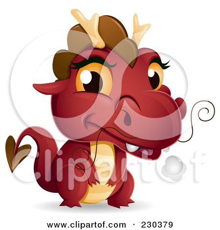 Royalty-Free (RF) Clipart Illustration of a Cute Red Baby Dragon by BNP Design Studio