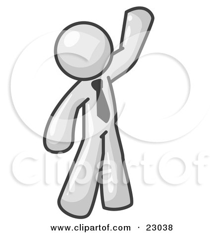 Clipart Illustration of a Friendly Blue Man Greeting and Waving by Leo Blanchette