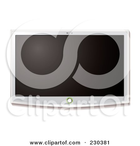 Royalty-Free (RF) Clipart Illustration of a Hanging White Flat Screen LCD Television by michaeltravers