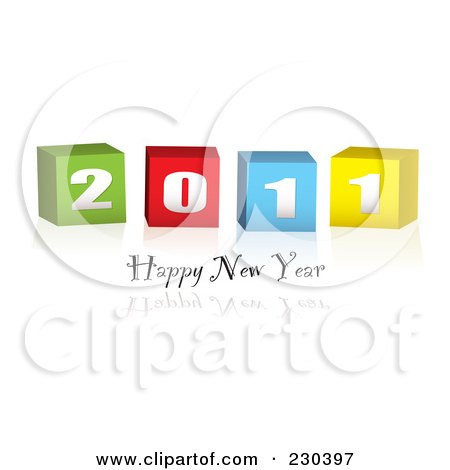 Royalty-Free (RF) Clipart Illustration of a Happy New Year Greeting Under Colorful 2011 Blocks by michaeltravers