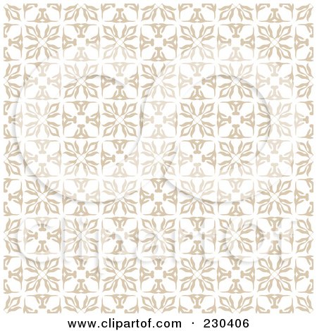 Royalty-Free (RF) Clipart Illustration of a Background Of Floral Squares On Beige by michaeltravers