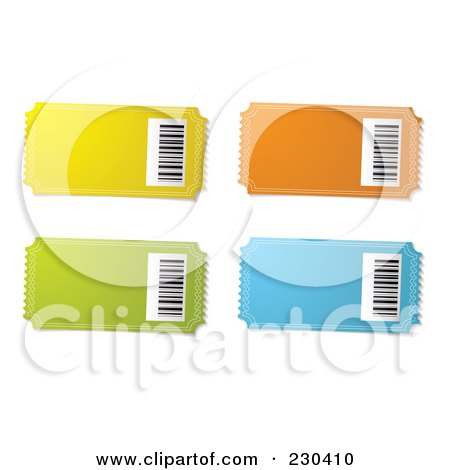Royalty-Free (RF) Clipart Illustration of a Digital Collage Of Ticket Stubs With Bar Codes by michaeltravers