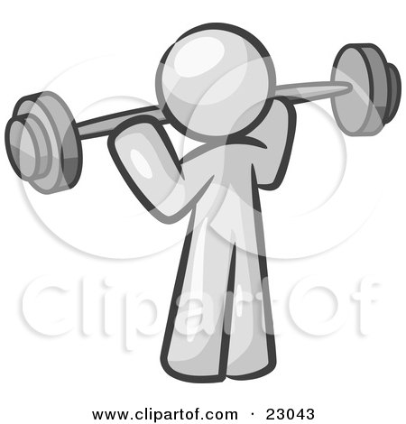 Clipart Illustration of a White Man Lifting A Barbell While Strength Training by Leo Blanchette