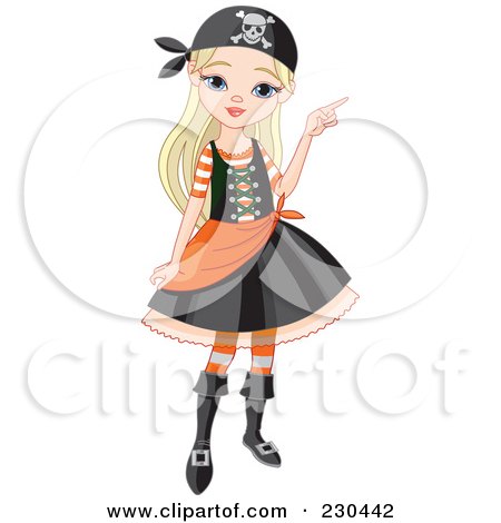 Royalty-Free (RF) Clipart Illustration of a Halloween Girl In A Pirate Costume by Pushkin