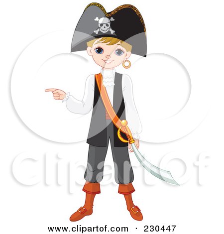 Royalty-Free (RF) Clipart Illustration of a Halloween Boy In A Pirate Costume by Pushkin