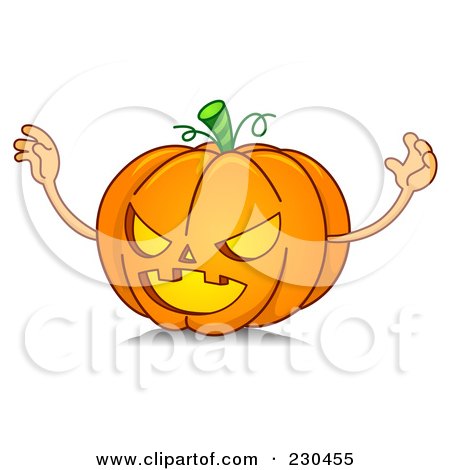 Royalty-Free (RF) Clipart Illustration of a Scary Halloween Pumpkin by BNP Design Studio