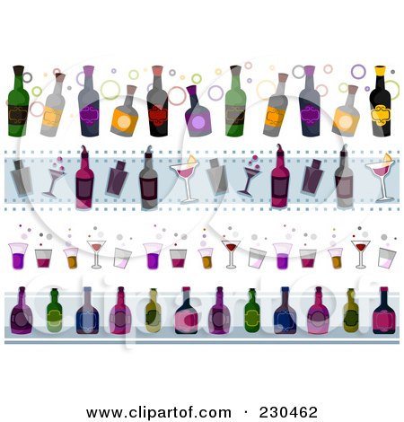 Royalty-Free (RF) Clipart Illustration of a Digital Collage Of Alcoholic Beverage Border Designs by BNP Design Studio