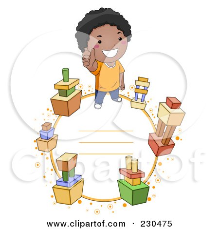 Royalty-Free (RF) Clipart Illustration of a School Boy Frame With Building Blocks by BNP Design Studio