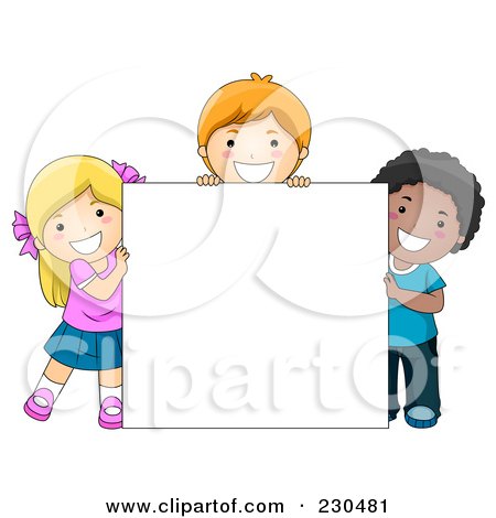 Royalty-Free (RF) Clipart Illustration of Diverse School Kids With A Blank Sign - 7 by BNP Design Studio