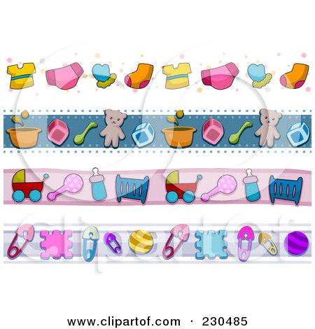 Royalty-Free (RF) Clipart Illustration of a Digital Collage Of Baby Border Designs by BNP Design Studio