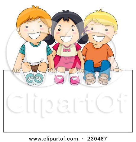 Royalty-Free (RF) Clipart Illustration of Diverse School Kids With A Blank Sign - 13 by BNP Design Studio