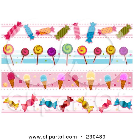 Royalty-Free (RF) Clipart Illustration of a Digital Collage Of Candy And Ice Cream Border Designs by BNP Design Studio