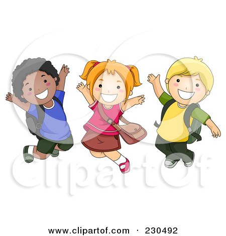 Royalty-Free (RF) Clipart Illustration of Diverse School Kids Jumping by BNP Design Studio