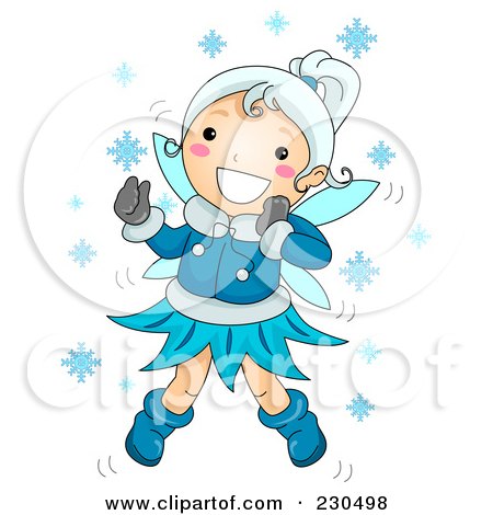 Royalty-Free (RF) Clipart Illustration of a Happy Winter Fairy Playing In The Snow by BNP Design Studio