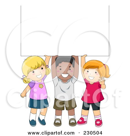 Royalty-Free (RF) Clipart Illustration of Diverse School Kids With A Blank Sign - 10 by BNP Design Studio