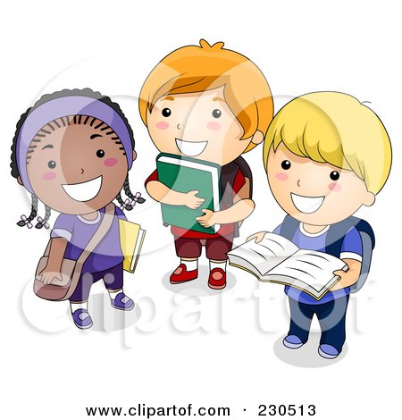 Royalty-Free (RF) Clipart Illustration of Diverse School Kids Standing With Books by BNP Design Studio