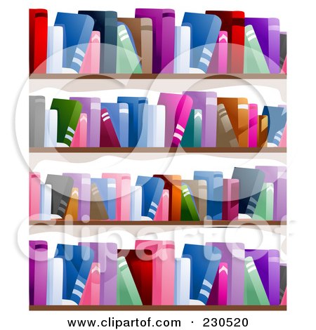 Royalty-Free (RF) Clipart Illustration of a Wall Of Book Shelves by BNP Design Studio