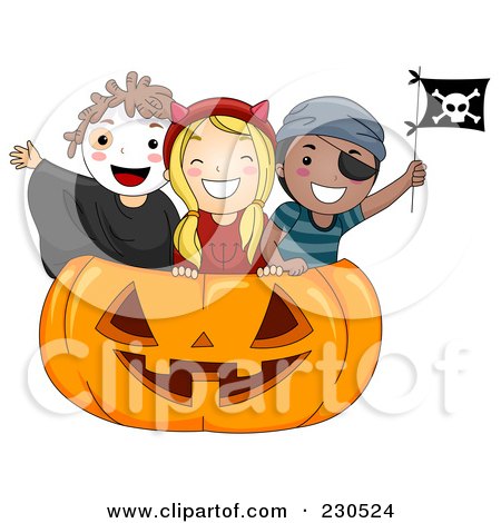 Happy Kids Inside A Huge Halloween Pumpkin Posters, Art Prints
