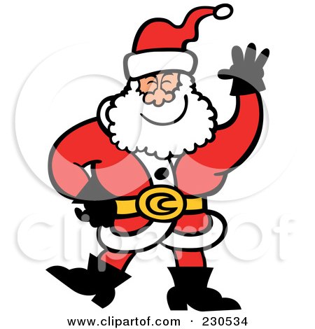 Royalty-Free (RF) Clipart Illustration of a Merry Santa Waving by Zooco