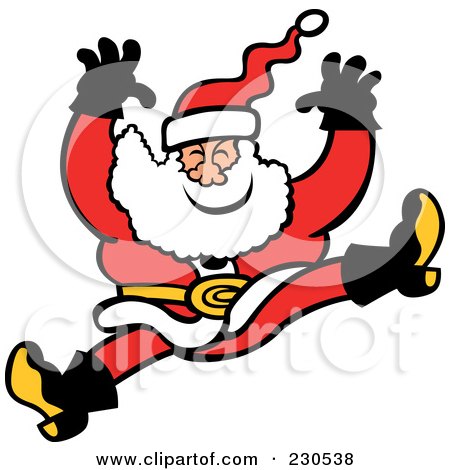 Royalty-Free (RF) Clipart Illustration of a Merry Santa Jumping by Zooco