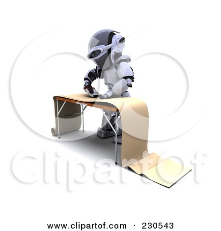Royalty-Free (RF) Clipart Illustration of a 3d Robot Character Interior Decorating by KJ Pargeter