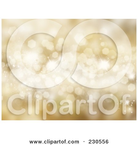 Royalty-Free (RF) Clipart Illustration of a Gold Sparkle Christmas Background by KJ Pargeter