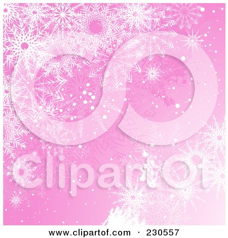 Royalty-Free (RF) Clipart Illustration of a Pink Snowflake Christmas Background by KJ Pargeter