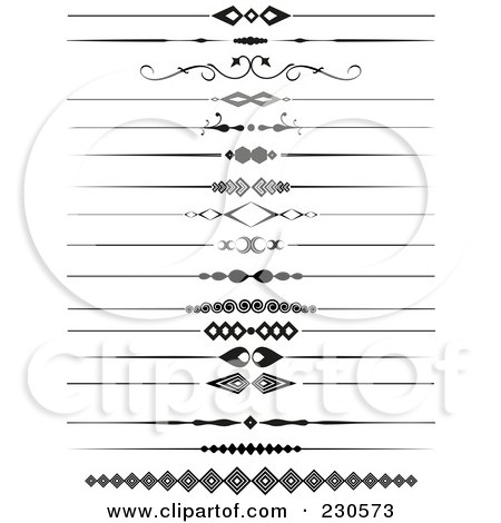 Royalty-Free (RF) Clipart Illustration of a Digital Collage Of Page Divider Borders In Black And White by KJ Pargeter