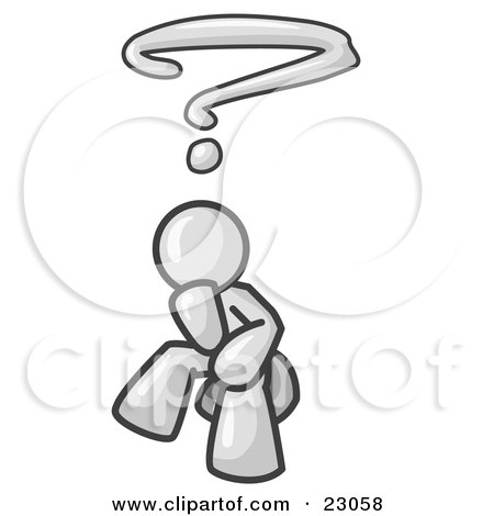 Clipart Illustration of a Confused White Business Man With a Questionmark Over His Head by Leo Blanchette